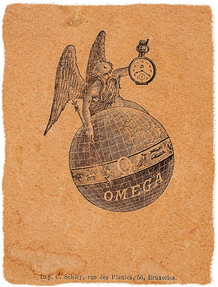 1895 Omega first publicity with its brand and symbol