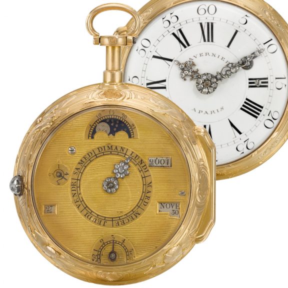 Rare French gold double dialled repeating calendar watch Circa 1760 Rare French gold double dialled repeating calendar watch Circa 1760