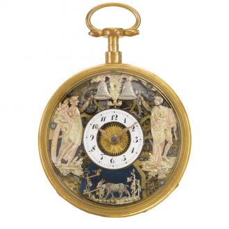 Swiss repeating automaton watch with jacquemarts Circa 1800