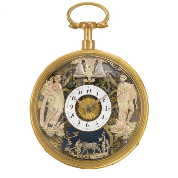 Swiss repeating automaton watch with jacquemarts Circa 1800