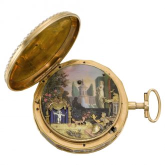 Rare Swiss erotic quarter repeating automaton watch Circa 1800