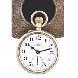 Fine large nickel-cased keyless 8-day going Swiss desk watch Circa 1905