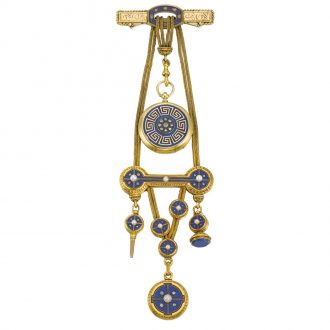 French watch with bar brooch pin and chatelaine Circa 1820