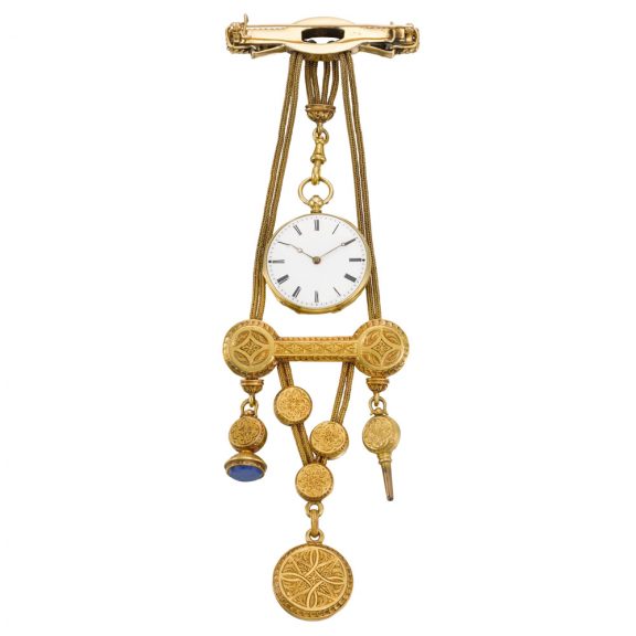 French watch with bar brooch pin and chatelaine Circa 1820 French watch with bar brooch pin and chatelaine Circa 1820