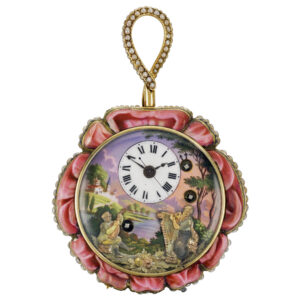 Swiss rose form two train musical automaton watch Circa 1820