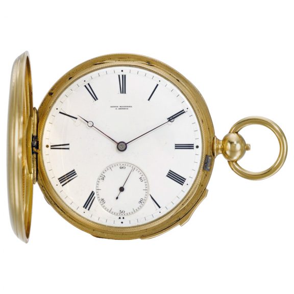 Swiss gold hunting cased quarter repeating lever watch Circa 1830