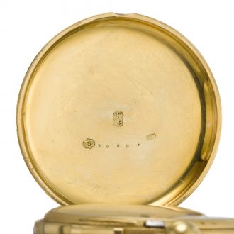 Swiss gold hunting cased quarter repeating lever watch Circa 1830