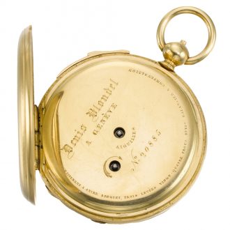 Swiss gold hunting cased quarter repeating lever watch Circa 1830