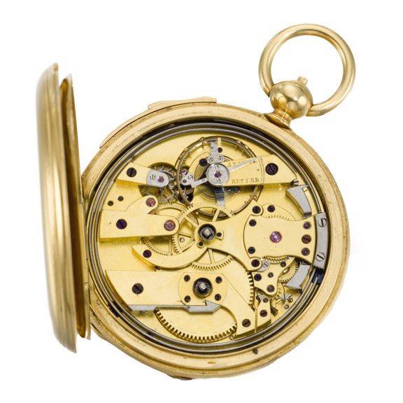 Swiss gold hunting cased quarter repeating lever watch Circa 1830 Swiss gold hunting cased quarter repeating lever watch Circa 1830