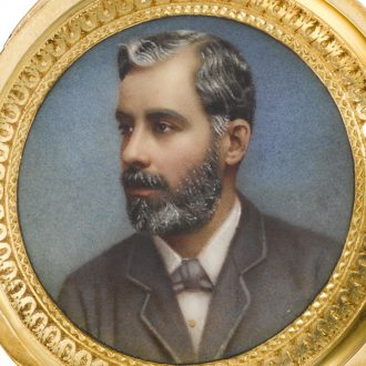 English repeating lever with polychrome painted portrait Circa 1877