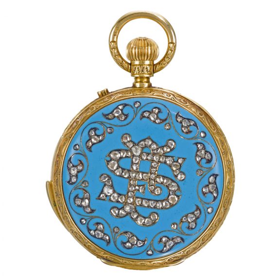English repeating lever with polychrome painted portrait Circa 1877 English repeating lever with polychrome painted portrait Circa 1877