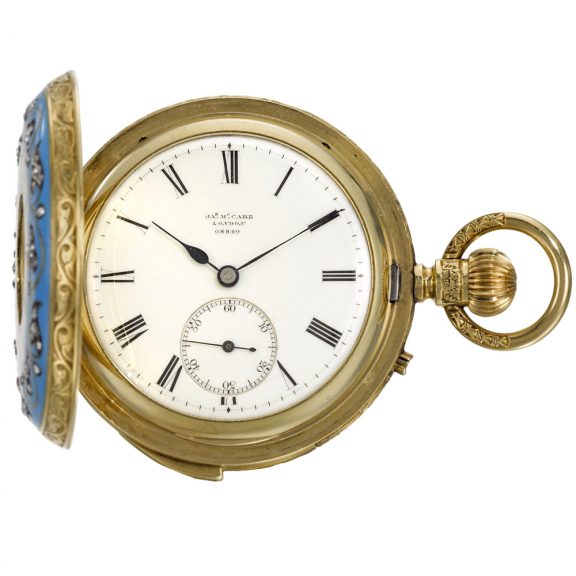English repeating lever with polychrome painted portrait Circa 1877 English repeating lever with polychrome painted portrait Circa 1877