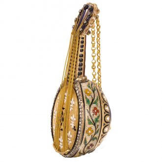 Austrian mandolin form watch with musical movement Circa 1895