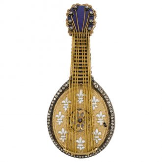 Austrian mandolin form watch with musical movement Circa 1895