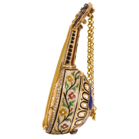 Austrian mandolin form watch with musical movement Circa 1895 Austrian mandolin form watch with musical movement Circa 1895