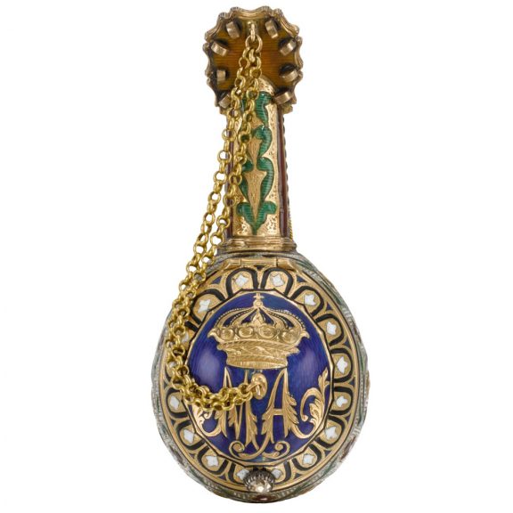 Austrian mandolin form watch with musical movement Circa 1895