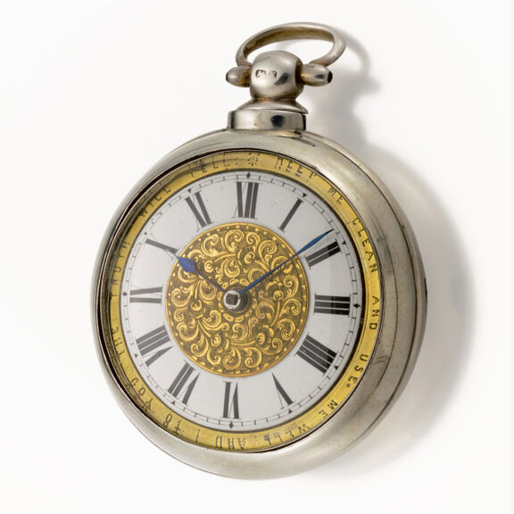 An unusual English silver pair cased verge watch Circa 1859 An unusual English silver pair cased verge watch Circa 1859