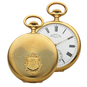 Large Swiss keyless yellow gold pocket lever chronometer Circa 1918