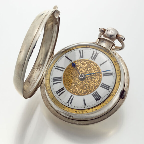 An unusual English silver pair cased verge watch Circa 1859 An unusual English silver pair cased verge watch Circa 1859