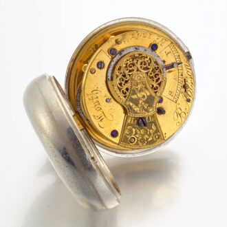 An unusual English silver pair cased verge watch Circa 1859