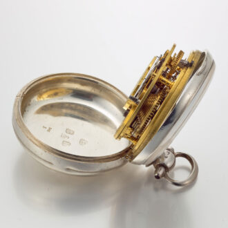 An unusual English silver pair cased verge watch Circa 1859