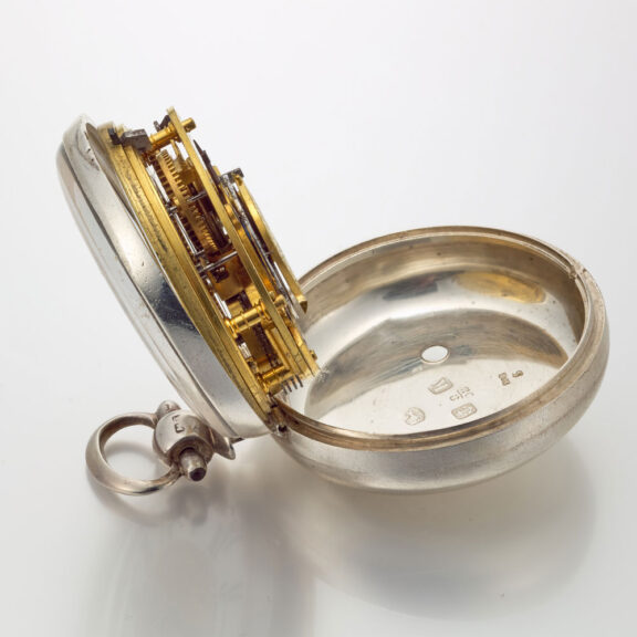 An unusual English silver pair cased verge watch Circa 1859 An unusual English silver pair cased verge watch Circa 1859