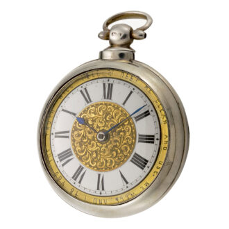 An unusual English silver pair cased verge watch Circa 1859
