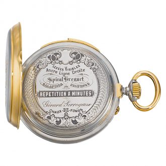 Swiss open faced minute repeating keyless lever watch Circa 1887