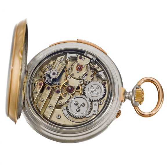 Swiss open faced minute repeating keyless lever watch Circa 1887 Swiss open faced minute repeating keyless lever watch Circa 1887
