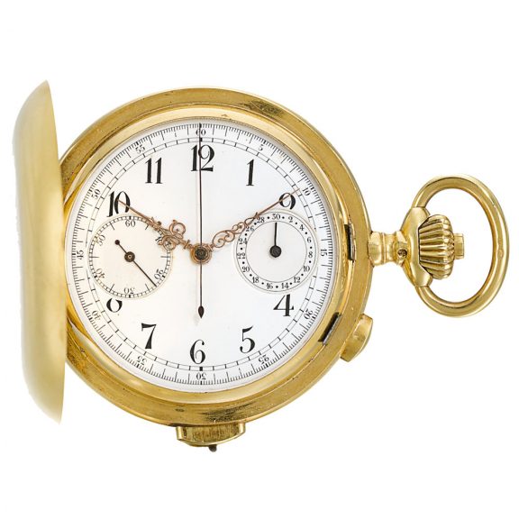 Swiss quarter repeating chronograph watch with register Circa 1900