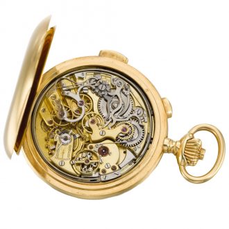 Swiss quarter repeating chronograph watch with register Circa 1900