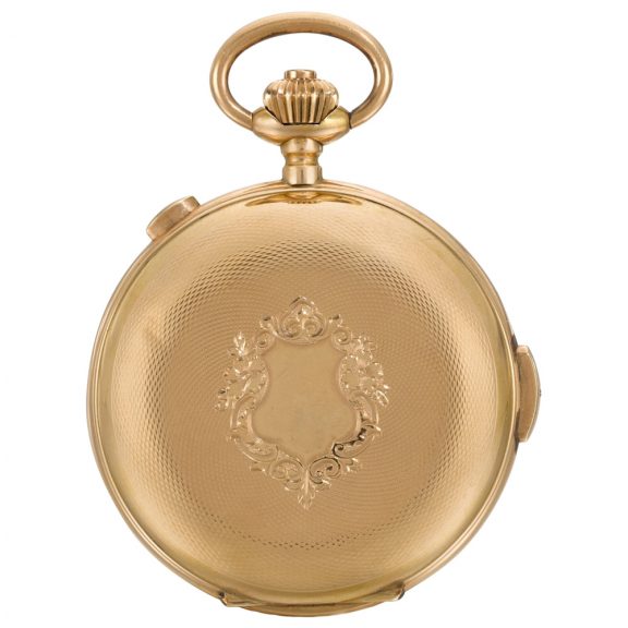 Swiss hunting cased quarter repeating chronograph watch Circa 1900 Swiss hunting cased quarter repeating chronograph watch Circa 1900