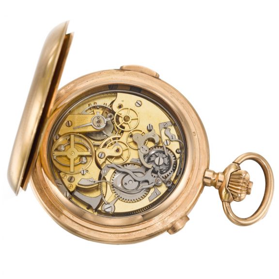 Swiss hunting cased quarter repeating chronograph watch Circa 1900 Swiss hunting cased quarter repeating chronograph watch Circa 1900