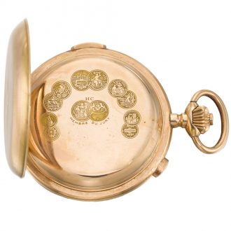 Swiss hunting cased quarter repeating chronograph watch Circa 1900