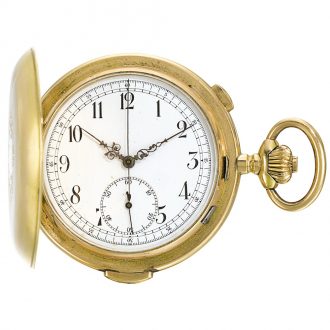 Swiss hunting cased quarter repeating chronograph watch Circa 1900