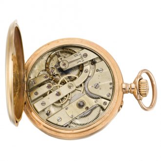 Russian 14 carat gold open faced keyless lever pocket watch Circa 1900