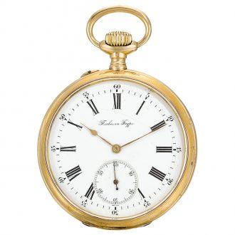 Russian 14 carat gold open faced keyless lever pocket watch Circa 1900