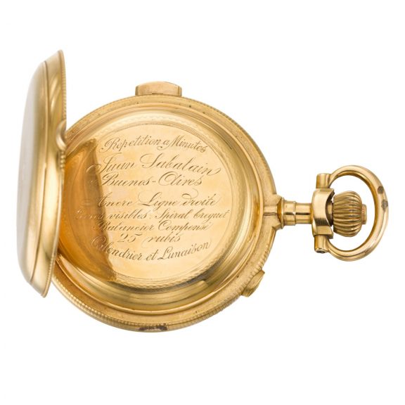Swiss repeater with moon phases chronograph and calendar Circa 1900 Swiss repeater with moon phases chronograph and calendar Circa 1900