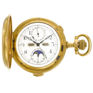 Swiss repeater with moon phases chronograph and calendar Circa 1900
