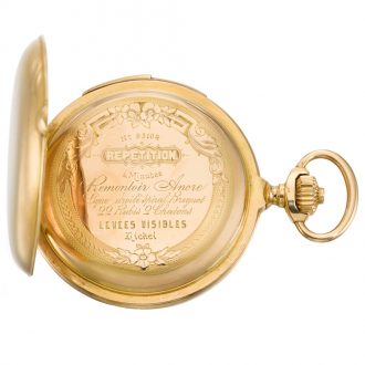 Swiss hunting cased minute repeating keyless lever watch Circa 1890 Swiss hunting cased minute repeating keyless lever watch Circa 1890