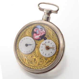 A French verge watch with enamel painting and date Circa 1800
