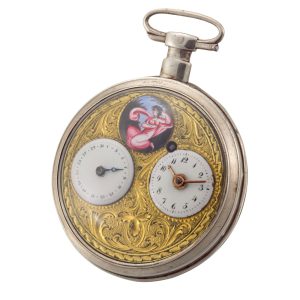 A French verge watch with enamel painting and date Circa 1800