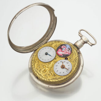 A French verge watch with enamel painting and date Circa 1800