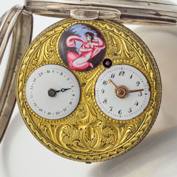 A French verge watch with enamel painting and date Circa 1800 A French verge watch with enamel painting and date Circa 1800