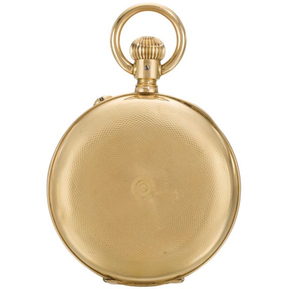 Swiss gold hunting cased digital keyless Pallweber watch Circa 1900 Swiss gold hunting cased digital keyless Pallweber watch Circa 1900