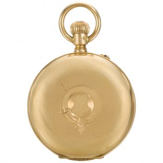Swiss gold hunting cased digital keyless Pallweber watch Circa 1900