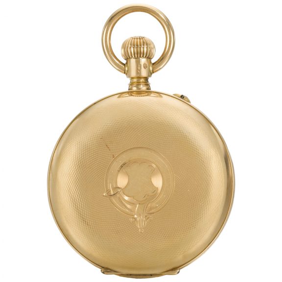 Swiss gold hunting cased digital keyless Pallweber watch Circa 1900 Swiss gold hunting cased digital keyless Pallweber watch Circa 1900