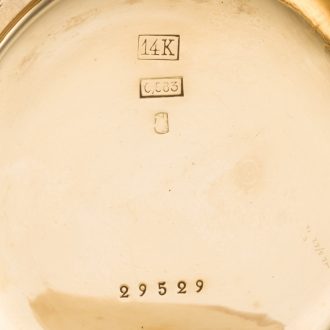 Swiss gold hunting cased digital keyless Pallweber watch Circa 1900