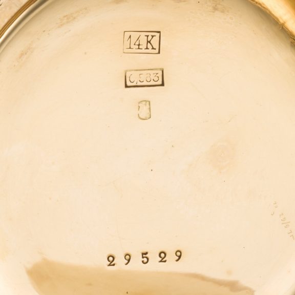 Swiss gold hunting cased digital keyless Pallweber watch Circa 1900 Swiss gold hunting cased digital keyless Pallweber watch Circa 1900
