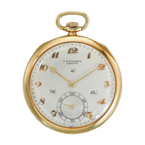 Danish 18k gold open faced triple calendar watch Circa 1920